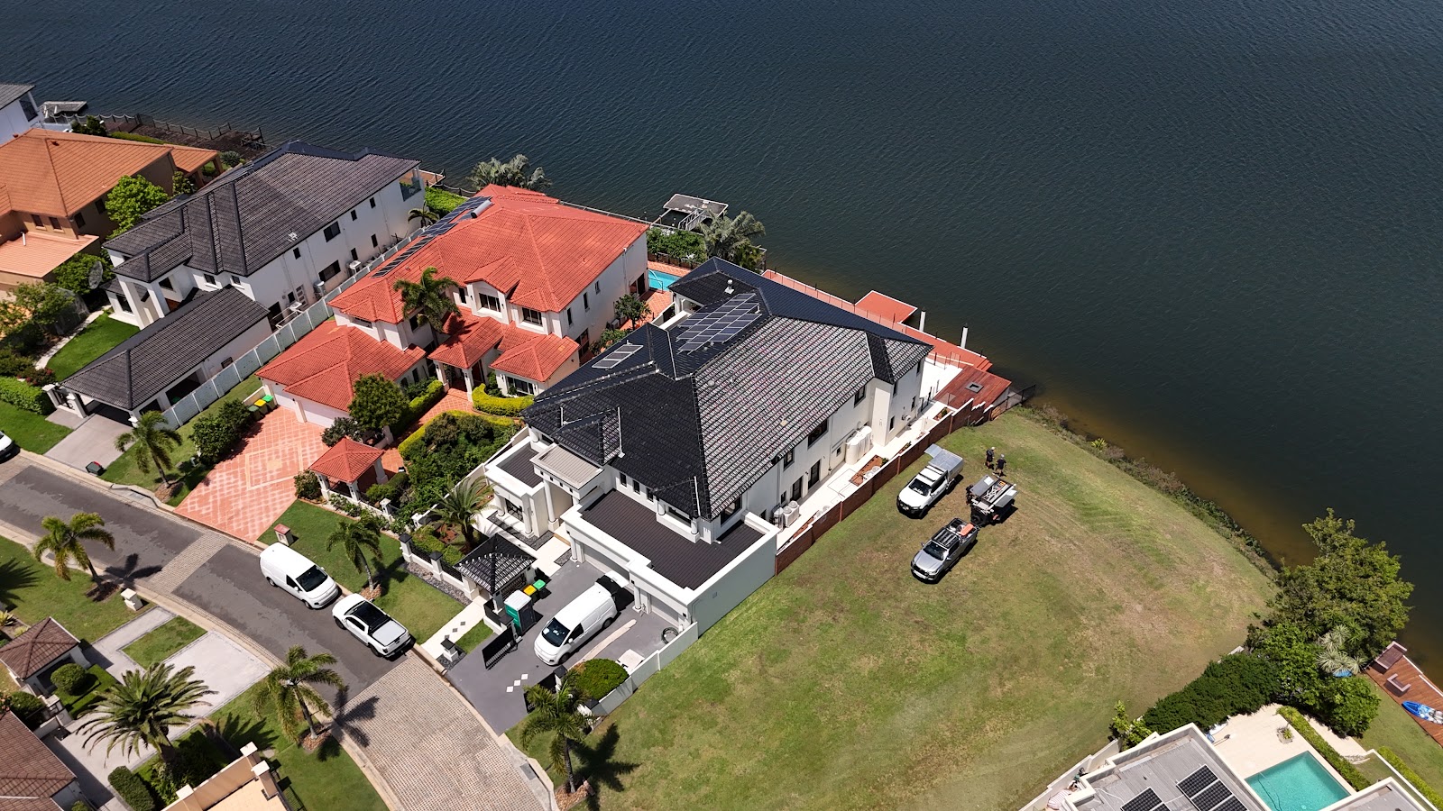 Aerial view of a canal front home in Surfers Paradise repainted by We Paint Gold Coast